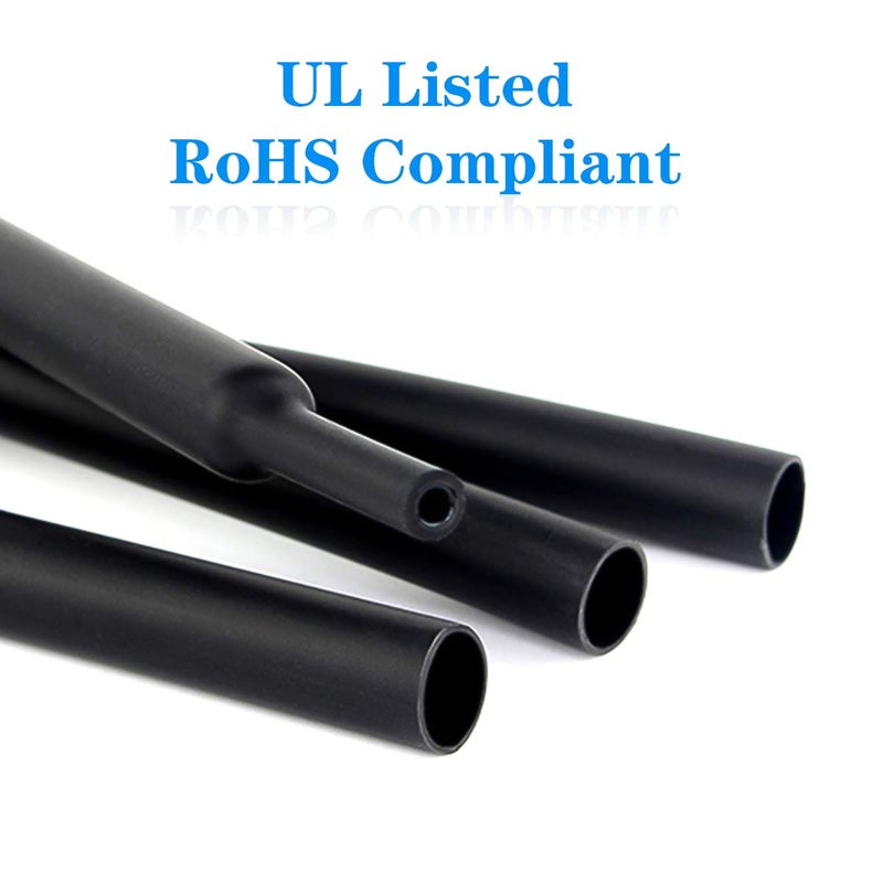 PPCLION 20 Ft 3/16" (Diameter) Dual Wall Black Heat Shrink Tubing 3:1, Each 1 Ft long, 20 PCS No Wrinkle Electrical Shrink Tube for Wires,Marine Grade Shrink Tube with Adhesive Lined Waterproof - Image 3
