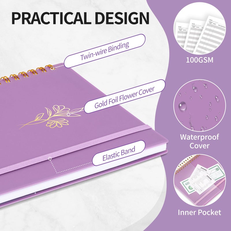 Blugool Accounting Ledger Book for Small Business Bookkeeping & Personal Use, Expense Tracker Notebook for Family Budget, Bookkeeping Record Book, Income and Expense Log Book - 8.4" x 6.1" (Purple) - Image 2