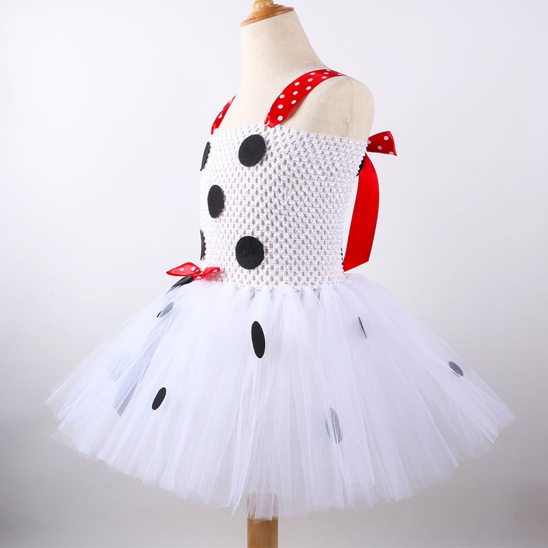 New Children'S Spot Dog Dress Girls Mesh Princess Dress Festival Performance Clothes With Headdress - Image 4