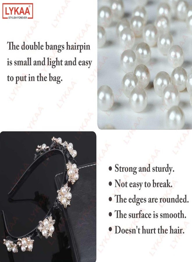 LYKAA Headband Hair Accessories for women Styling Braided Double Layer Twist Plait With Elegant Flower Alligator Clips Chic Pearls And Rhinestones Headband For Girls Bridal (Pack Of 1) - Image 4