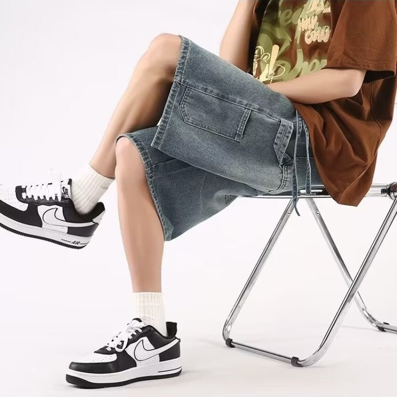 Denim Shorts Boys Summer New Japanese Retro Fashionable Stylish Loose Loose Outer Wear Casual Pants - Image 5