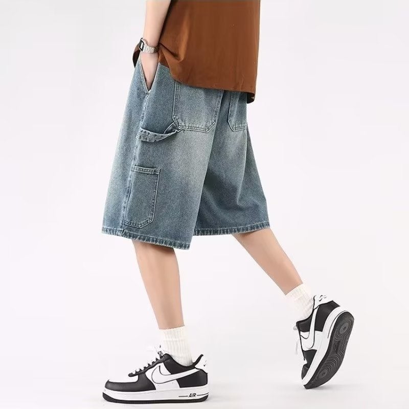 Denim Shorts Boys Summer New Japanese Retro Fashionable Stylish Loose Loose Outer Wear Casual Pants - Image 1