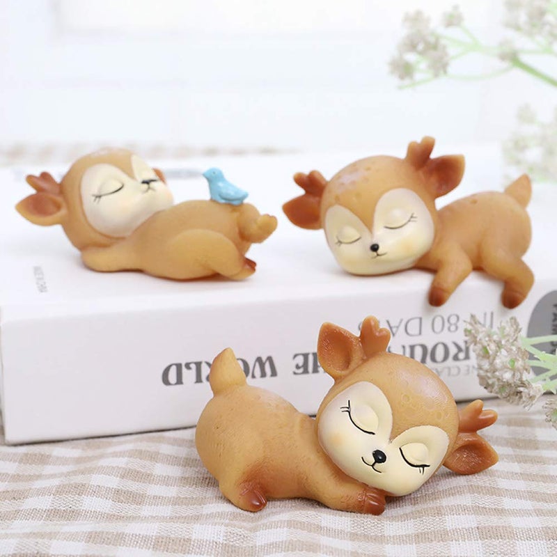 DOYIFun Pack of 6 Lovely Fawn Doe Figurines Playset Toys  Cute Deer Cake Toppers Figure Baby Shower Birthday Wedding Party Decor - Image 2