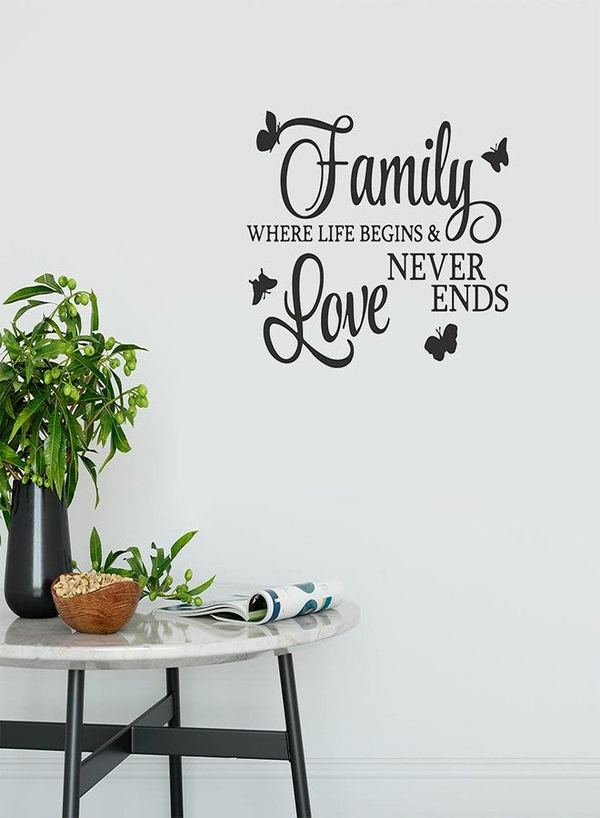 SNOMEL Family Where Life Begins and Love Never Ends Sticker with Butterflies, Removable Vinyl Wall Lettering Decals, Inspirational Wall Art Saying and Quotes Home Decor - Image 4