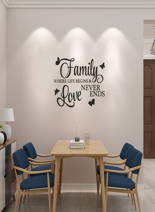 SNOMEL Family Where Life Begins and Love Never Ends Sticker with Butterflies, Removable Vinyl Wall Lettering Decals, Inspirational Wall Art Saying and Quotes Home Decor - Image 5