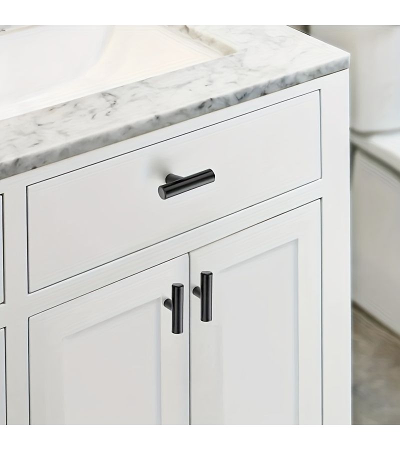 6pcs Black Stainless Steel Kitchen Cabinet Handles For Drawers Bathroom Furniture - Image 1