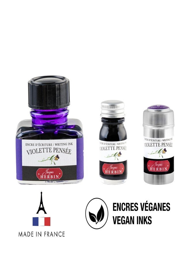Jacques Herbin Herbin Fountain Pen Ink - 1 tin of 6 cartridges - Violette Pensee - Image 5
