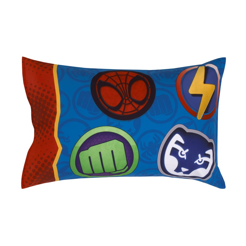 NoJo Marvel Spidey and His Amazing Friends Blue, Red, Yellow, and Green, Team Up 2 Piece Toddler Sheet Set - Image 4