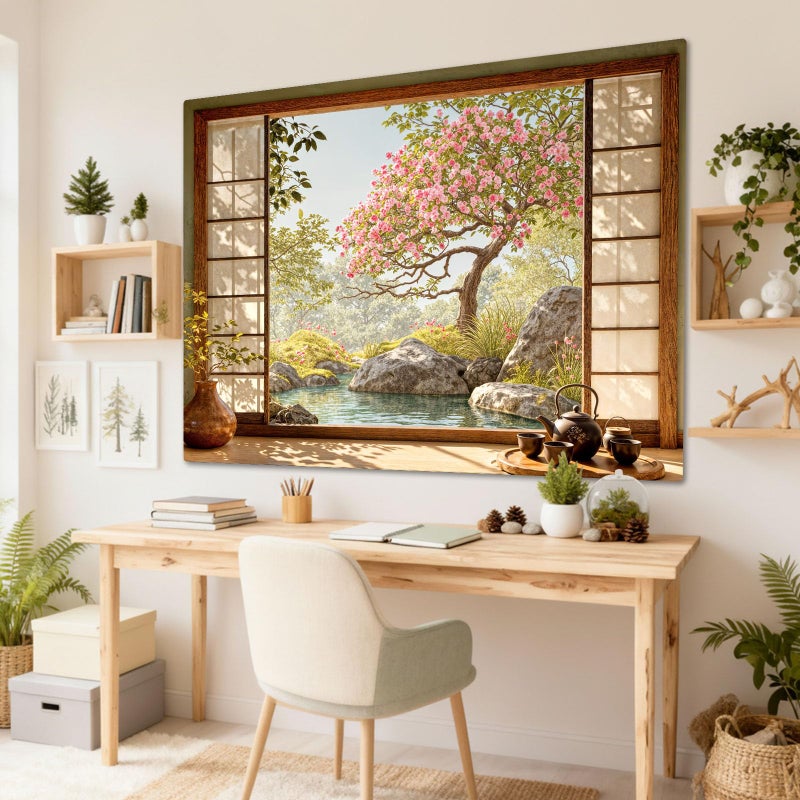 Lifeel Japanese Scenery Tapestry, Aesthetics Nature Landscape Tapestries, Asian Home Decor for Bedroom Meditation Room Living Room, 36x48 inches - Image 4