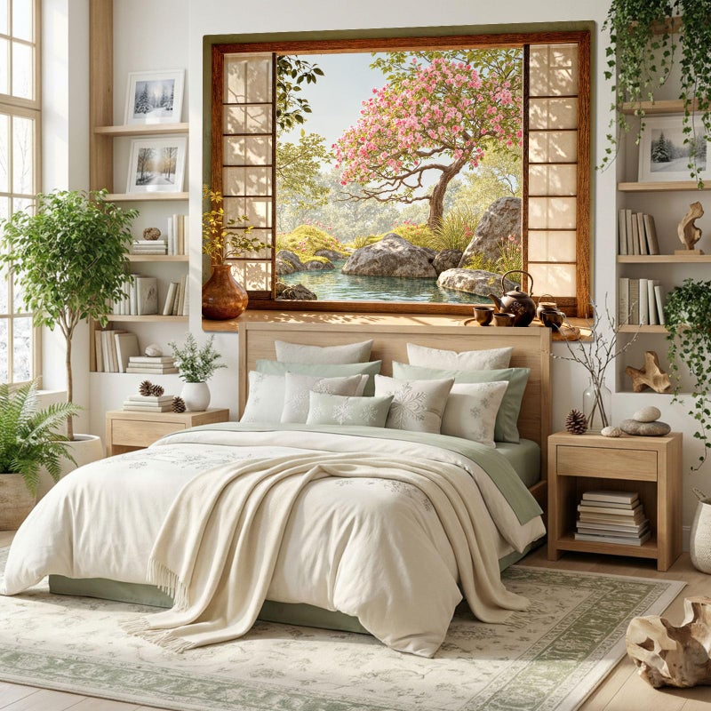 Lifeel Japanese Scenery Tapestry, Aesthetics Nature Landscape Tapestries, Asian Home Decor for Bedroom Meditation Room Living Room, 36x48 inches - Image 5