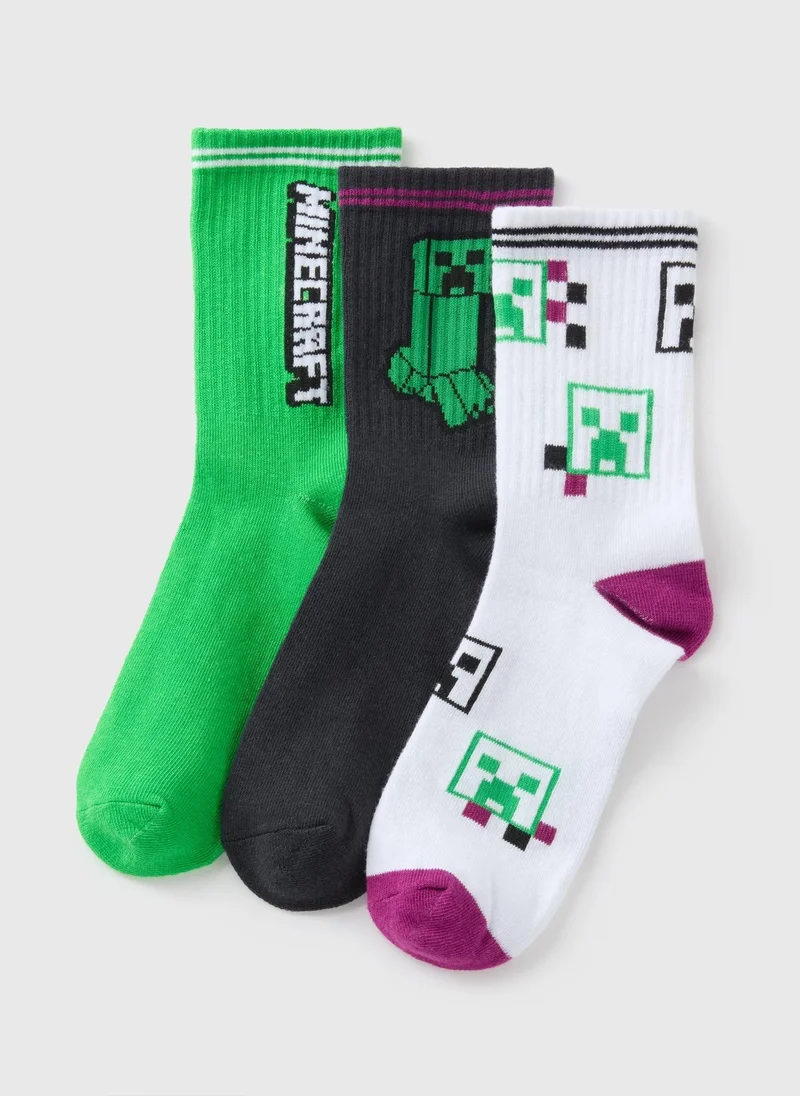 Matalan Minecraft 3 Pack Boys Multicolour Socks