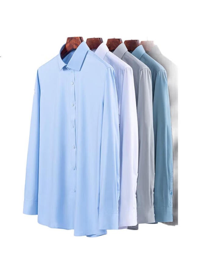 Nanjiren Men'S Solid Color Short Sleeve Business Shirt Men'S Modal Comfortable Shirt Jacket Slim Fit Suit White Shirt Men - Image 3