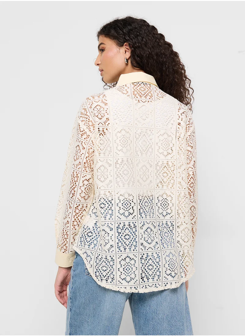 جينجر Mesh Oversize Shirt