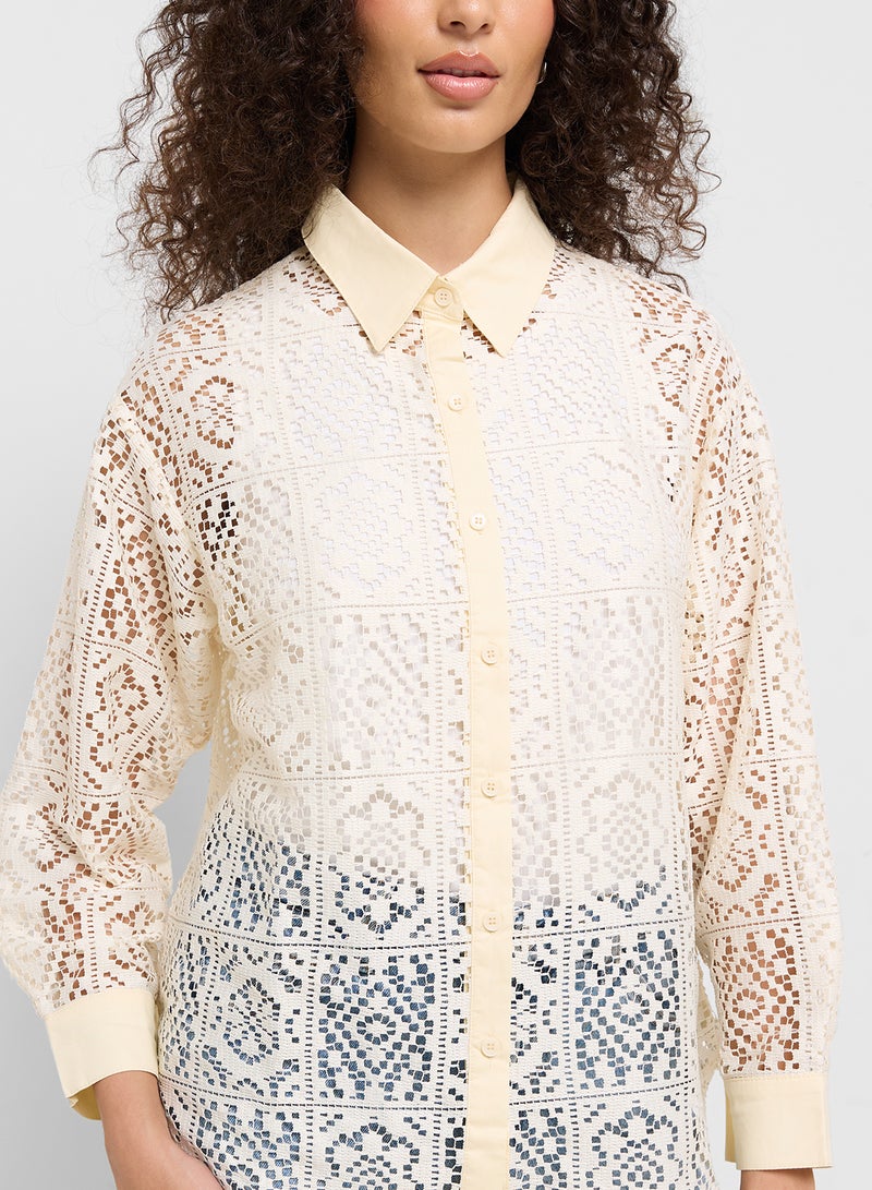 جينجر قميص أوفر سايز شبكي - Image 3