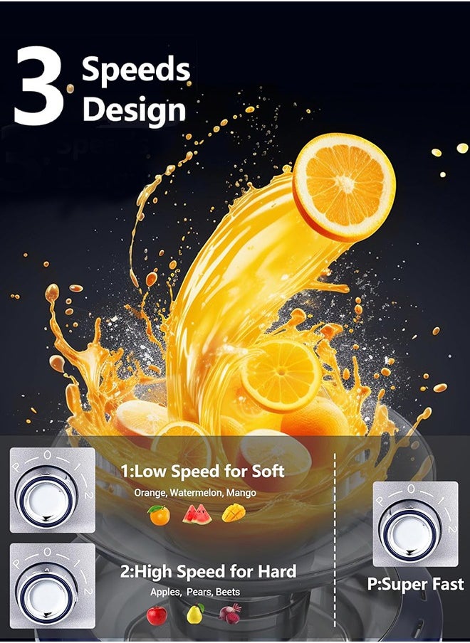 INKBIRD - Centrifugal Juicer Extractor, Masticating Squeezer Machine SCJ-001, 800W Powerful Motor, 2-Speed Control, 3” Wide Feed Chute, Overheat Protection, Easy Clean & Assemble, Includes 2 Portable Juice Cups & Cleaning Brush - Image 1