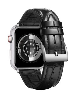 Generic Leather Strap Compatible with Apple Watch Strap 45 mm 44 mm 49 mm 42 mm Leather and Silicone Hybrid Replacement Strap Compatible with iWatch Ultra SE SE2 Series  - Image 2