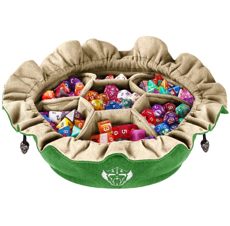 CardKingPro Immense Dice Bags with Pockets Green Capacity 150 Dice Great Organizer for Dice Hoarders Perfect for Dungeons and Dragons Patented Design - Image 3