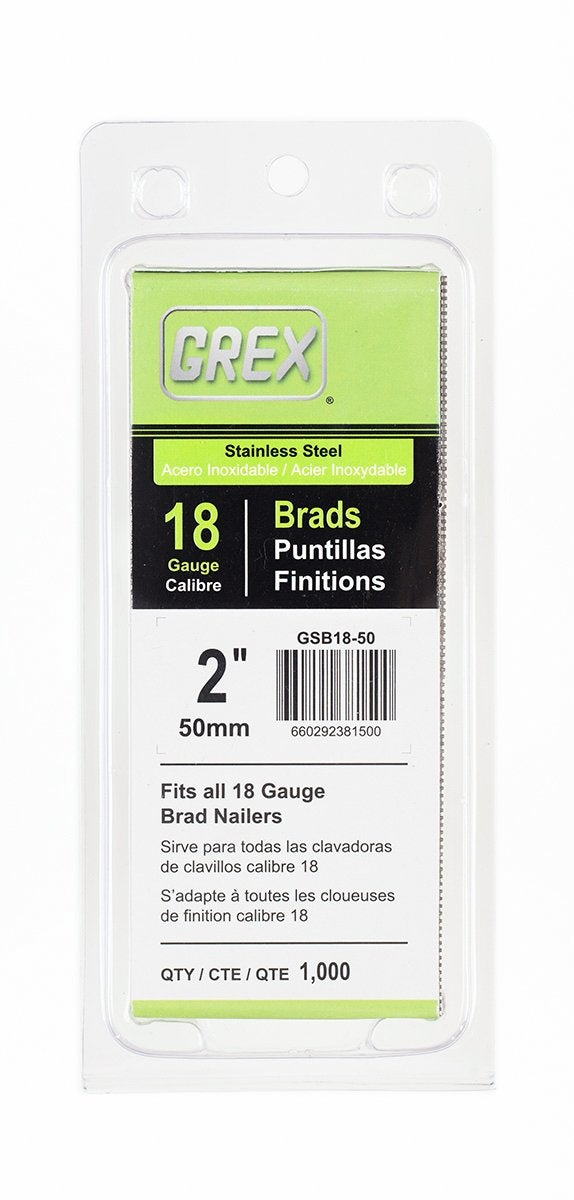 Grex GSB18-50 2 In. 18 Ga. Brad Nails, Stainless Steel 304, 1M - Image 2