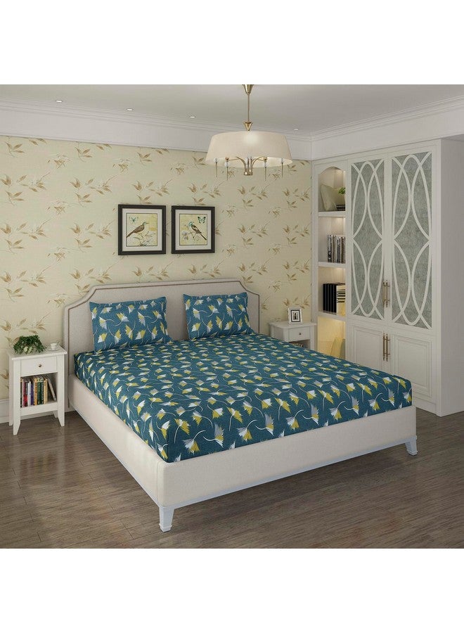 Status Contract Spring Summer Collection-2024 Cotton Rich Double Bedsheet with 2 Pillow Covers for Bed Room, Home, Hotel-120 GSM | (Green), 120 Tc - Image 2