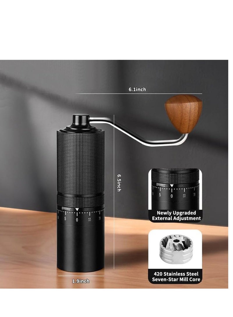 سيوسي مطحنة القهوة اليدوية، مطحنة حبوب القهوة اليدوية المطورة مع شفرات مخروطية من الفولاذ المقاوم للصدأ، وضع محمل مزدوج قابل للتعديل لتقطير القهوة الإسبريسو بالضغط الفرنسي (سعة 23 جرام) - Image 4