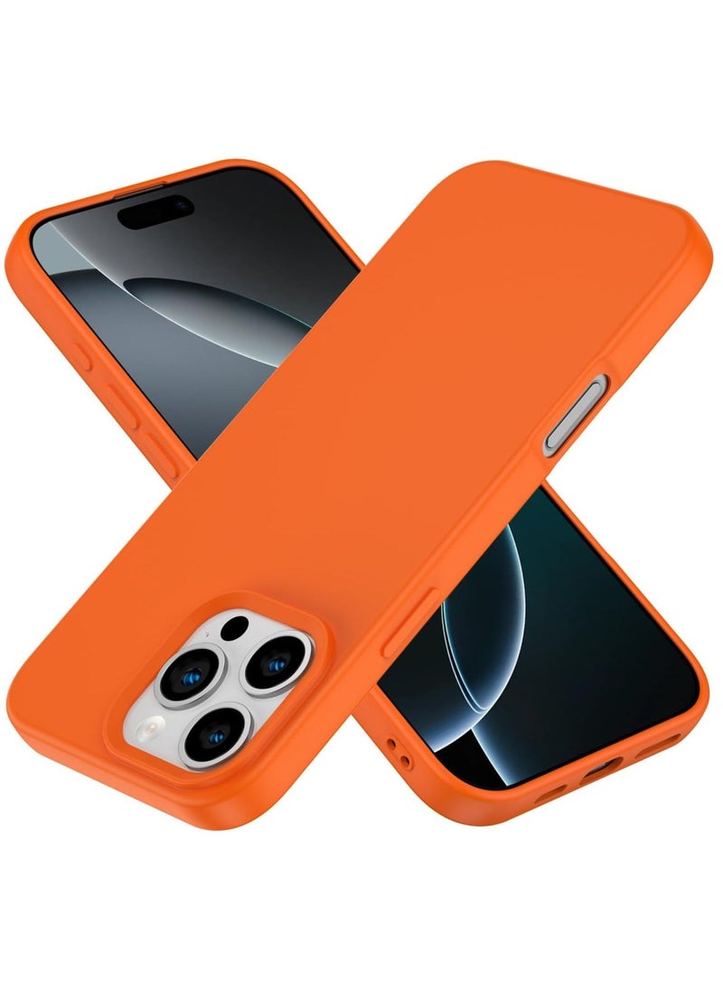 MUNTAQI Premium Soft Liquid Silicone Case for iPhone 16 Pro – Silky Soft Touch Full-Body Protective Bumper (Golden Orange) - Image 1