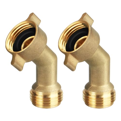 SAQXK 45 Degree Water Hose Elbow 2pcs with Easy Grip Connector RV Garden Hose Adapter City Water Inlet Connection - Image 1