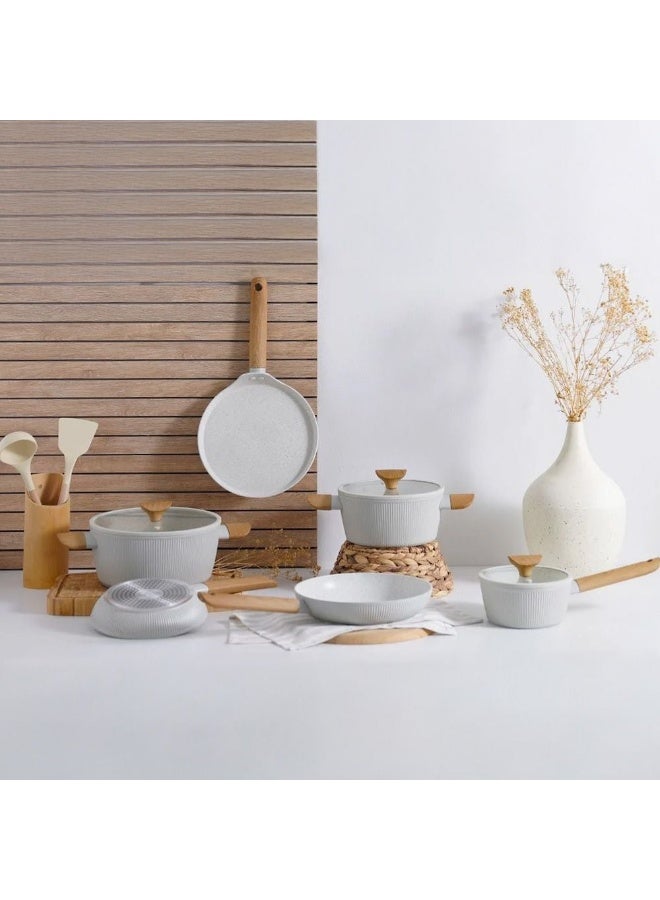 DANUBE HOME 9-Piece Chef's Delight Radiant Pro Cookware Set Pofa Free Marble Nonstick Coating - Image 1