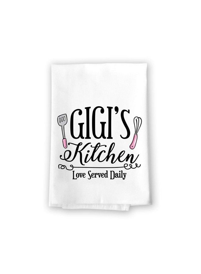 Honey Dew Gifts Home Decor Gigi Kitchen Love Served Daily Flour Sack Towel 27 Inch By 27 Inch 100% Cotton Highly Absorbent Multipurpose Kitchen Dish Towel  - Image 1