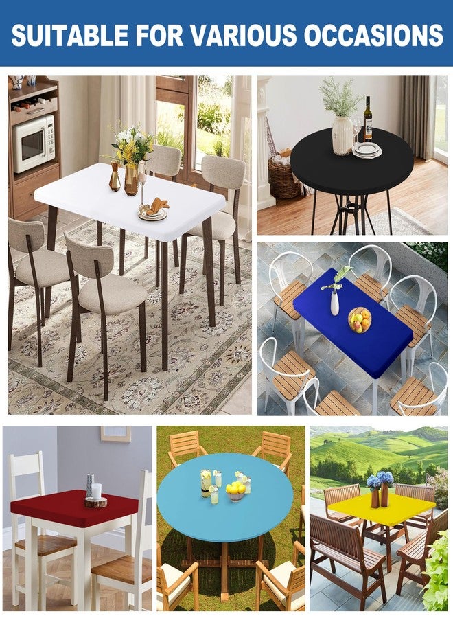 Enjoyidea مفرش طاولة مربع من إنجوي آيديا، مقاس 34 × 34 بوصة - عبوة من قطعتين، لون أزرق ملكي، غطاء طاولة مطاطي من الإسباندكس - غطاء طاولة صغير قابل للطي والتمدد، مناسب للمطبخ، غرفة الطعام، النزهات، الفناء، الحفلات الخارجية - Image 5