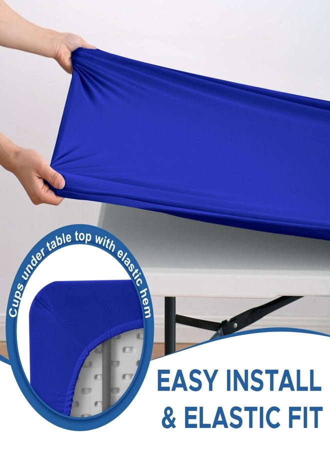 Enjoyidea مفرش طاولة مربع من إنجوي آيديا، مقاس 34 × 34 بوصة - عبوة من قطعتين، لون أزرق ملكي، غطاء طاولة مطاطي من الإسباندكس - غطاء طاولة صغير قابل للطي والتمدد، مناسب للمطبخ، غرفة الطعام، النزهات، الفناء، الحفلات الخارجية - Image 4