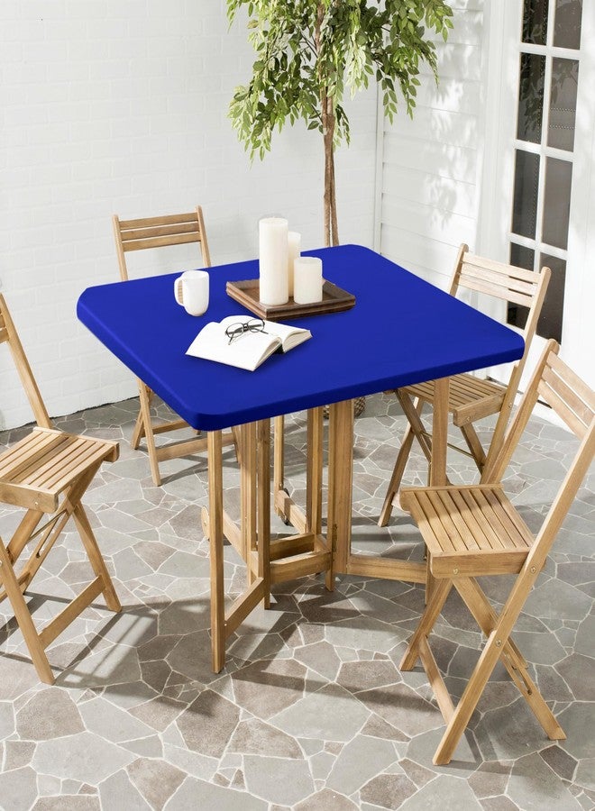 Enjoyidea مفرش طاولة مربع من إنجوي آيديا، مقاس 34 × 34 بوصة - عبوة من قطعتين، لون أزرق ملكي، غطاء طاولة مطاطي من الإسباندكس - غطاء طاولة صغير قابل للطي والتمدد، مناسب للمطبخ، غرفة الطعام، النزهات، الفناء، الحفلات الخارجية - Image 3