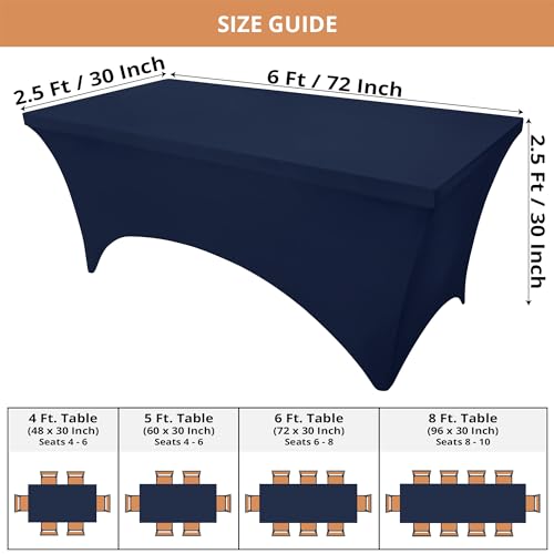 Utopia Kitchen Spandex Tablecloth 2 Pack [6FT, Navy Blue] Tight, Fitted, Washable and Wrinkle Resistant Stretch Table Cloth Rectangle Cover for Trade Show, Weddings & Parties [72Lx30Wx30H Inch] - Image 2
