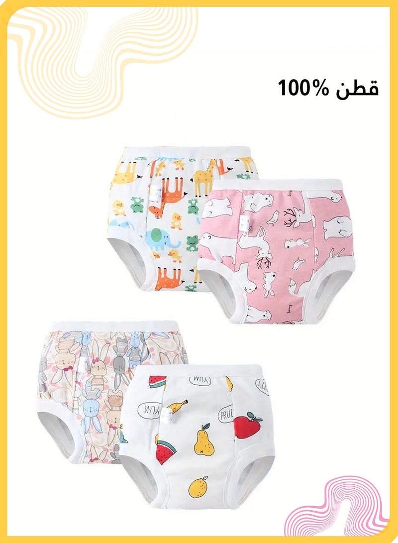 She&Little 4 Packs Potty Training Pants for Girls and Boys, Reusable Cotton Toddler Underwear, Leakproof Breathable Toilet Training Shorts with Upgraded Absorbent Layers for 0 to 3 Years Old (Multicolor)  - Image 2