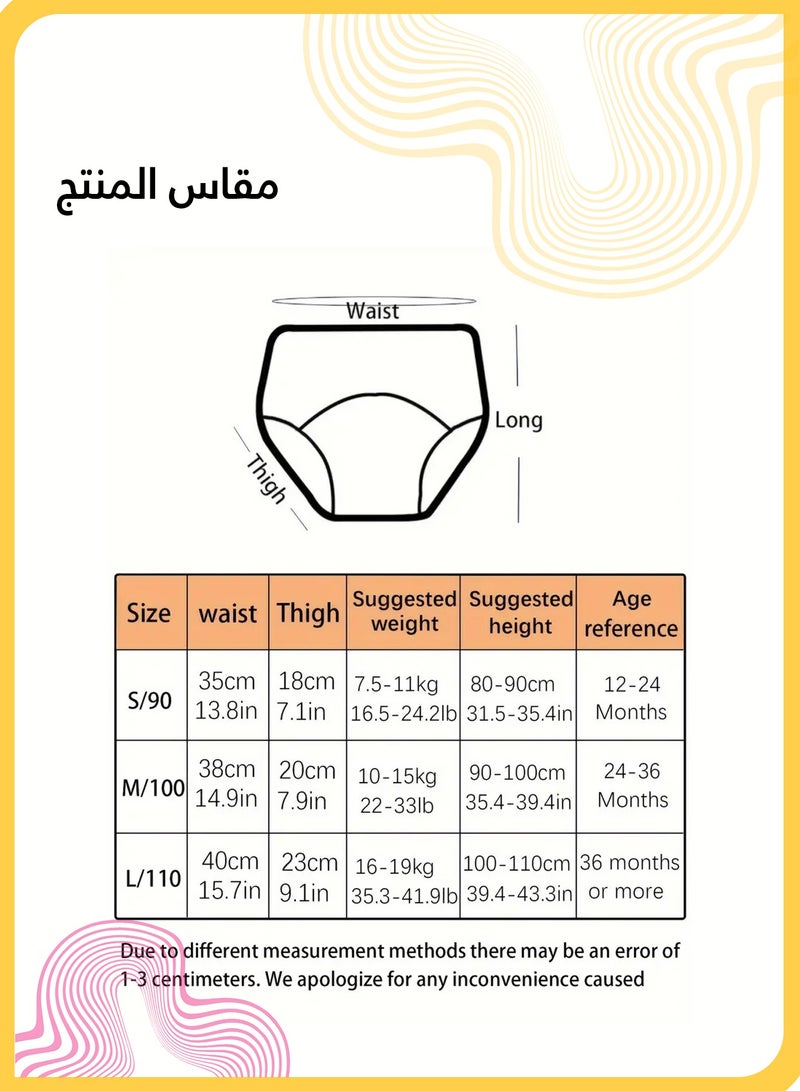 She&Little 4 Packs Potty Training Pants for Girls and Boys, Reusable Cotton Toddler Underwear, Leakproof Breathable Toilet Training Shorts with Upgraded Absorbent Layers for 0 to 3 Years Old (Multicolor)  - Image 5