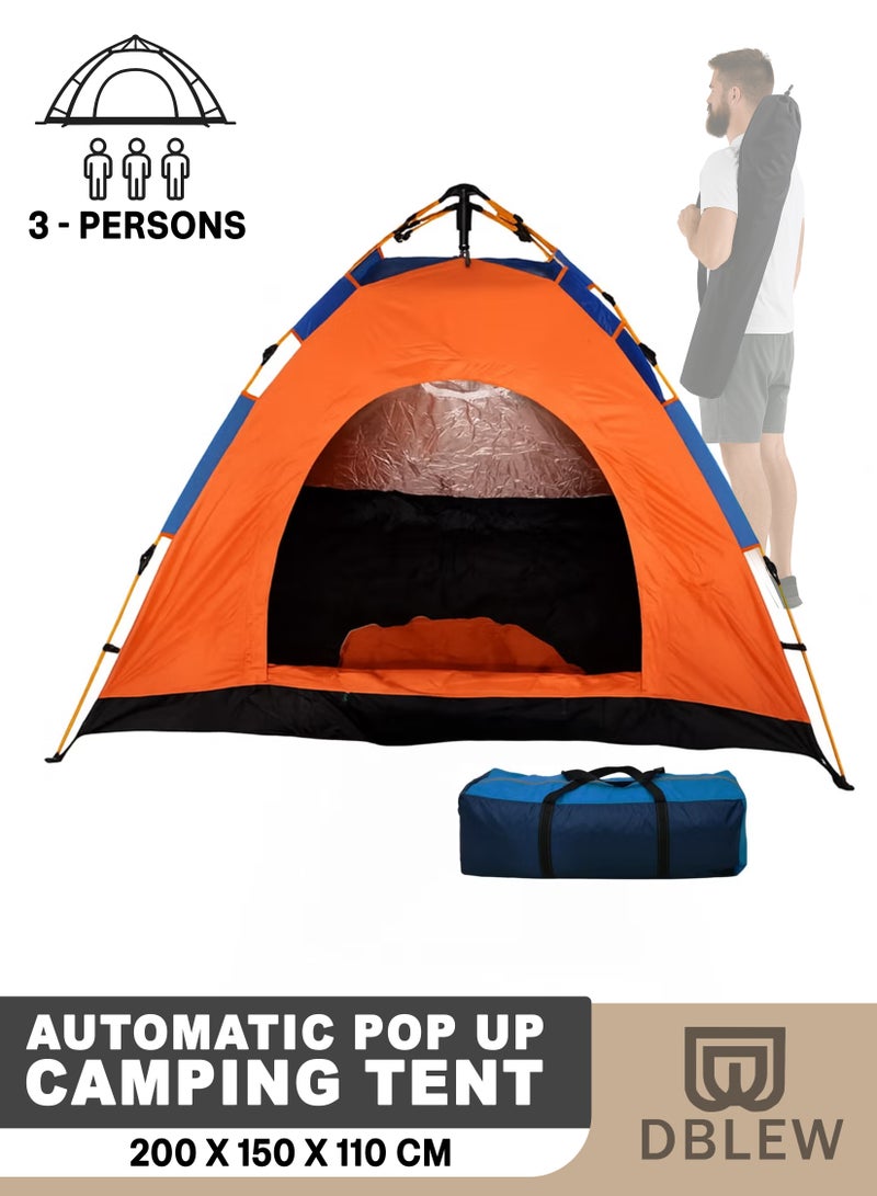 DBLEW خيمة تخييم أوتوماتيكية 3 أشخاص (200X150X110) سم، خيمة قبة أوتوماتيكية فورية، خفيفة الوزن ومضادة للرياح للرحلات العائلية، الصيد، المشي لمسافات طويلة، خيمة شاطئية ونزهة - متعددة الألوان - Image 1