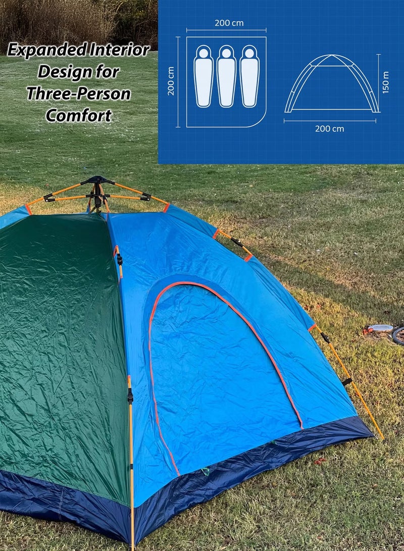 DBLEW خيمة تخييم أوتوماتيكية 3 أشخاص (200X150X110) سم، خيمة قبة أوتوماتيكية فورية، خفيفة الوزن ومضادة للرياح للرحلات العائلية، الصيد، المشي لمسافات طويلة، خيمة شاطئية ونزهة - متعددة الألوان - Image 3