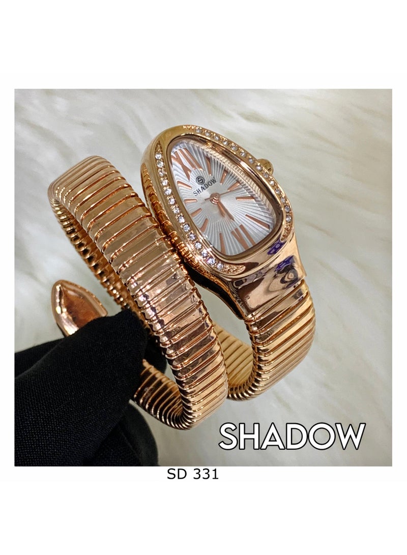 شادو ساعة شادو نسائية فاخرة إسوارة - تصميم الثعبان - مرصعة بالكريستال اللامع - Image 2