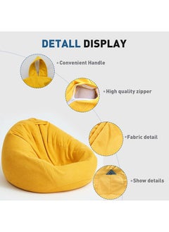 ShebSheb Bean Bag Chair Cover (No Filler),Cotton Linen Replacement Lazy Sofa Without Filler ,Size after filling: 80x80x90 cm  - Image 2