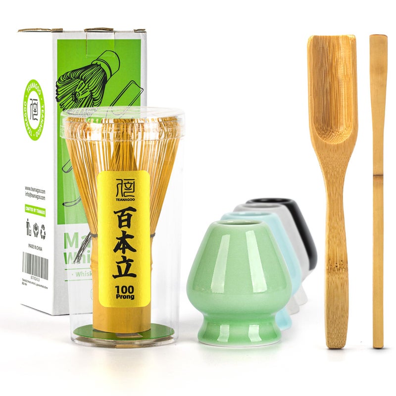 TEANAGOO MA-01 Japanese Matcha Ceremony Accessory, Matcha Whisk (Chasen), Traditional Scoop (Chashaku), Tea Spoon, Whisk Holder, The Perfect Set to Prepare a Traditional Cup of Matcha.â€¦