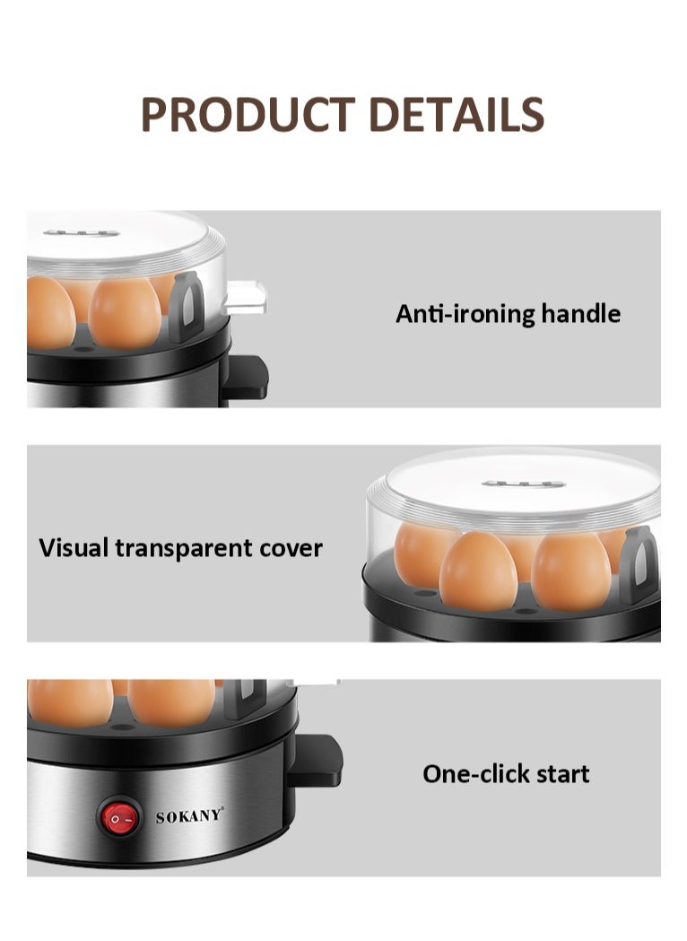 sokany - SOKANY Home Kitchen Small Steamer, Multi Functional 7-Slot Breakfast Egg Boiler, 360 Watts - Image 1