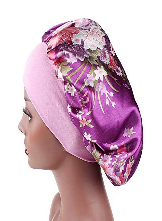 ubrand 6 Pieces Large Printed Satin Bonnet Sleeping Caps Soft Elastic Wide Band for Women Hair Loss, Natural Curly Hair Braids (Printed 6pack) - Image 3