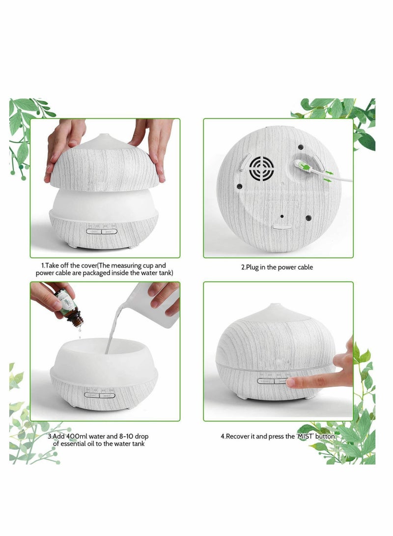 Y&D HiDear 400ml Essential Oil Diffusers, Cool Mist Aroma Diffuser for Aromatherapy Up to 11h Use, Ultrasonic Humidifiers with 7 Led Lights and 4 Timer Setting,... - Image 2