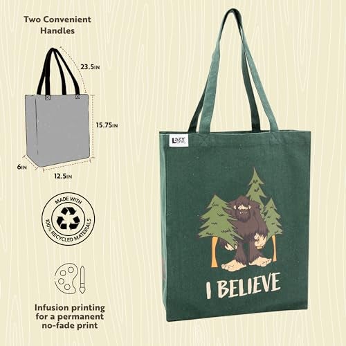 Lazy One Canvas Tote Bag, Novelty Tote Bag for Women and Men, Reusable Shopping Bags, Perfect for Shopping, Travel and Work (Bigfoot) - Image 5