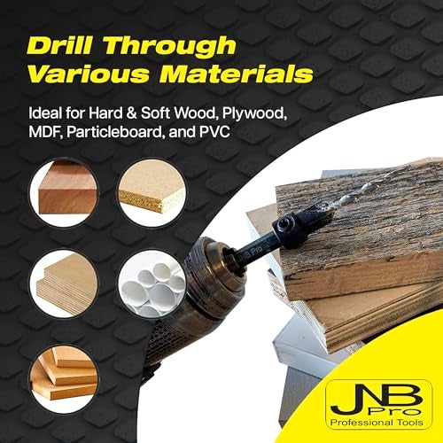 JNB Pro Wood Countersink Drill Bit Set, 5PC #4 (7/64") #6 (9/64") #8 (11/164") #10 (3/16") and #12 (7/32") Avellanador para Madera with Adjustable Stop Collar & Hex Wrench - Tapered Drill Bits - Image 3