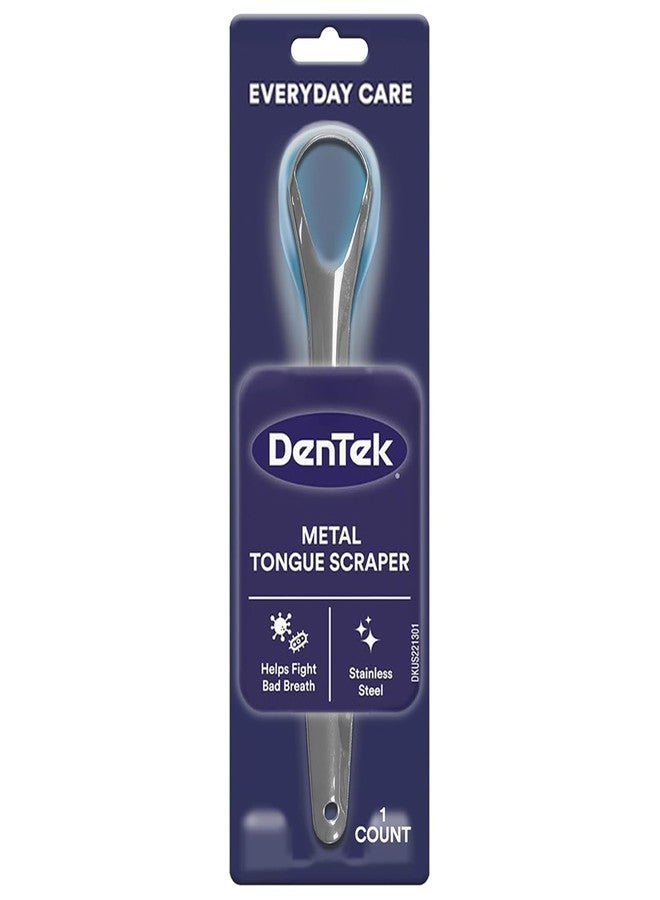DenTek Metal Tongue Scraper for Better Oral Health – Removes Bacteria, Fights Bad Breath – 100% Stainless Steel, Dishwasher-Safe – Slim Design, Works Gently - Image 1