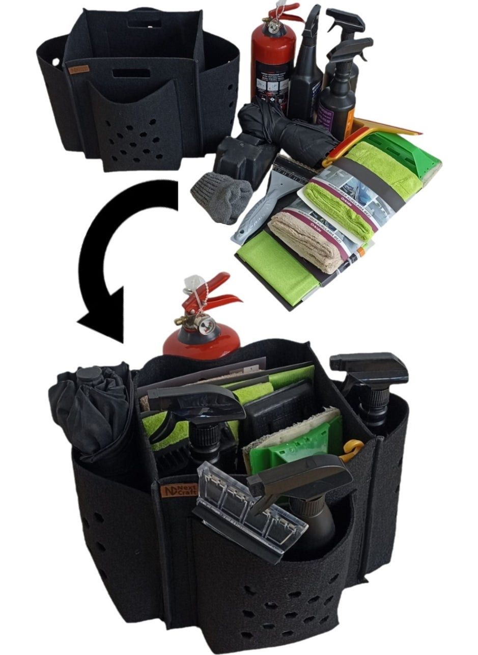 Next Craft - Car Trunk Organizer Bag Auto Accessories Organizer 5 Pockets Six Velcro 3mm Felt - Image 1