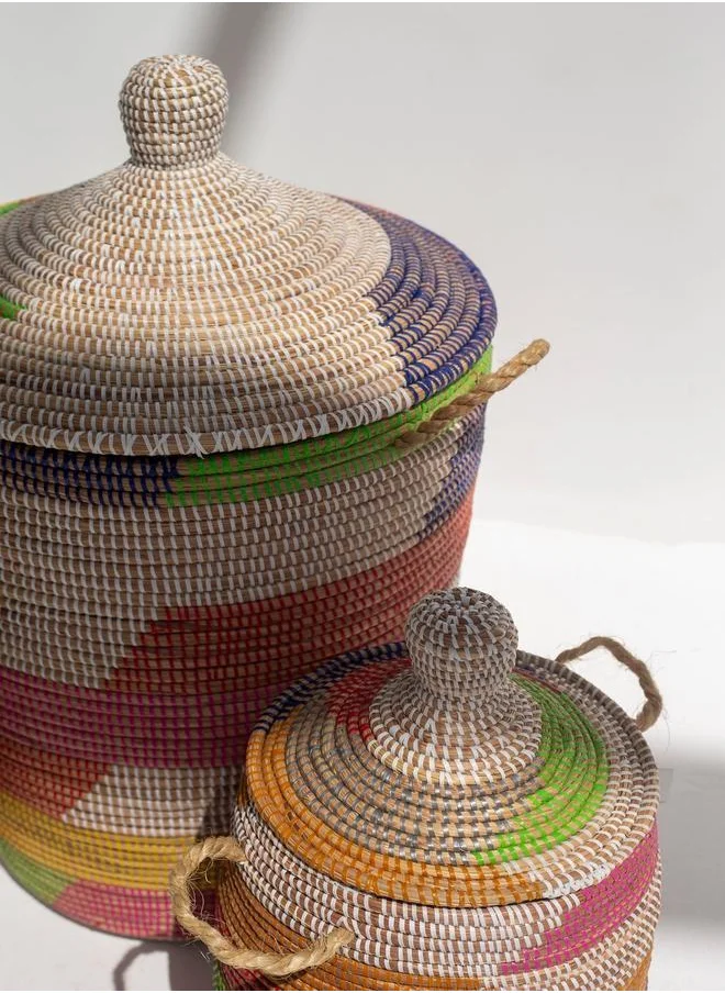 هومكود Handmade Rainbow Colored Classic Basket