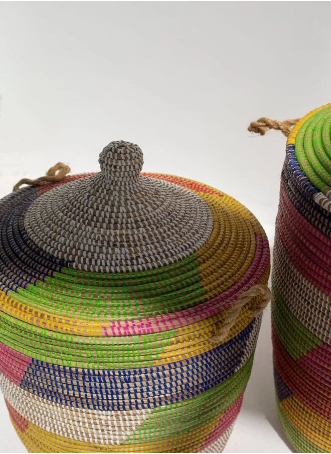 هومكود Handmade Rainbow Colored Classic Basket