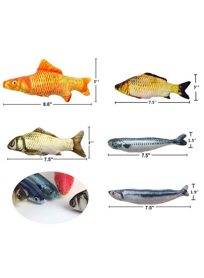 Hapy Shop Catnip Toys 5 Pack - Simulation Fish Shape Realistic Fluffy Catnip Doll Interactive Pets Pillow Chew Bite Supplies For Cat Kitten Kitty - Image 3