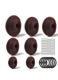 TsMADDTs TsMADDTs Hair Bun Maker - Accessories Kit with 7pcs Donut Bun Makers, 5pcs Elastic Bands, 20pcs Hair Pins - Dark Brown  - Image 1